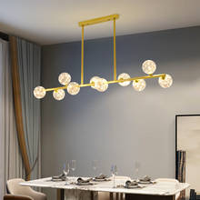 Подвесной светодиодный светильник в скандинавском стиле, современная лампа в виде стеклянного шара черного/золотого цвета для кухни, гостиной, столовой, дизайнерский светильник 2024 - купить недорого