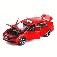 1:32 diecast modelo de carro brinquedo rodas metal honda civic alta simulação som e luz porta crianças brinquedos meninos carros conjunto coleção presente 2024 - compre barato