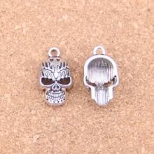 Colgantes antiguos de 8 piezas con cabeza de esqueleto de calavera de 21x13mm, joyería de plata tibetana Vintage, bricolaje para pulsera y collar 2024 - compra barato