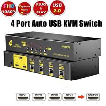 Conmutador de 4 puertos HDMI KVM, interruptor SGEYR 4x1 USB 2,0 HDMI KVM, teclado ratón K/M, control de 4 puertos, compatible con ordenador 1080P 3D 2024 - compra barato