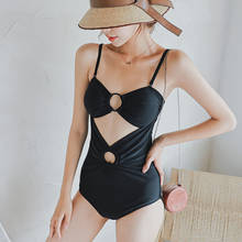 2021 New Sexy High Cut One Piece Swimsuit Women Solid Swimwear Suspenders Hollow Belly Monokini Push Up Swim Suit Bathing Suit 2024 - buy cheap