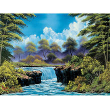 Pintura de diamante 5D DIY, bordado de mosaico de paisaje natural, cascada, arte, decoración del hogar AA2094 2024 - compra barato