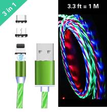 3 in 1 Magnetic Flash Cable LED flashlight Magnet USB Charger Cable 33.3FT 1M For iPhone 8 Plus XR 11 Pro MAX Samsung S10 Cord 2024 - buy cheap