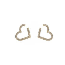 New Fashion Ladies Crystal Heart Shape Earrings Bijoux Gold Color Stud Earrings For Women Wedding Party Jewelry 2024 - buy cheap