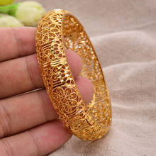 Pulseiras etíopes de cores douradas 1 com flores grandes, bracelete dubai para mulheres, joias africanas para casamento, itens para o oriente médio 2024 - compre barato