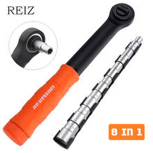 REIZ-Juego de llaves de trinquete 8 en 1, herramienta de mano portátil con rotación de doble vía, enchufes de torsión ajustables, 6-13mm 2024 - compra barato