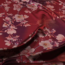 Tela de seda de morera roja oscura satinada elástica, 50cm x 108cm 2024 - compra barato