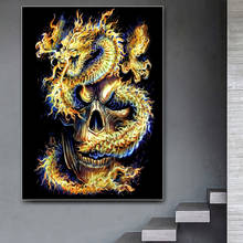 Dragão e caveira chinês bricolagem 5d pintura diamante família moda cristal strass ponto cruz bordado mosaico pintura de arte 2024 - compre barato