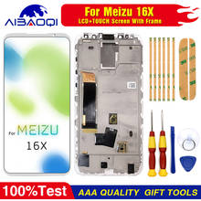 Aibaoqi original 6.0 "meizu 16x display lcd tela + painel de toque digitador moldura para meizu 16x telefone 2024 - compre barato