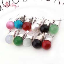 12mm Round Ball Opal Turquoises Sandstone Stone Beads Tibetan Silver Trendy Fashion Earring For Woman Gift 1 Pair 2024 - buy cheap