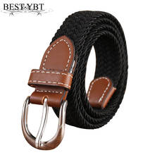 Best YBT Unisex Canvas Belt Alloy Pin Buckle Belt Elastic Stretc Knitted Casual Cowboy Fashion Solid Men And Women Belt 2024 - buy cheap