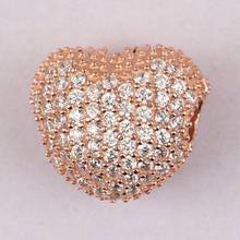 Girls Braclets Bead Silver DIY Jewelry Open My Heart Clips Stoppers Charm fit Lady Bracelet Bangle Rose & Clear CZ 2024 - buy cheap