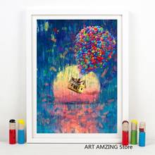 Abstract Art Paintings Flying House Canvas Art Prints Poster Balloon House Oil Painting Canvas Wall Pictures Kids Room Decor 2024 - buy cheap
