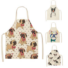 1 Pcs Cotton Linen BullDog Dog Print Kitchen Aprons Unisex Dinner Party Cooking Bib Funny Pinafore Cleaning Apron 2024 - buy cheap