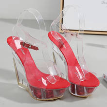 Wedding Ladies Sandals High Heel 14cm Sandals PVC Transparent Stiletto Sandals Summer Wedge Female Sandals Party Women Shoes 2024 - buy cheap