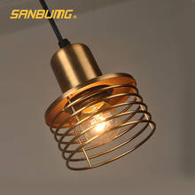 SANBUMG Creative Iron Gold cage cord E27 Pendant Light Retro Industrial wind Pendant Lamp for Restaurant bar Cafe 2024 - buy cheap