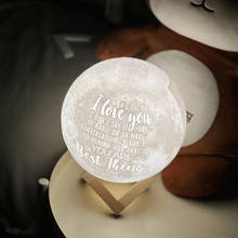 Фототекст на заказ 3 цвета хлопусветильник 3D печать Лунная лампа для дома рождественские украшения креативные подарки 2024 - купить недорого