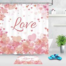 Valentine's Day Heart Shaped Waterproof Shower Curtain Polyester Fabric Bath Bathing Bathroom Curtains with Hooks Home Decor 2024 - buy cheap