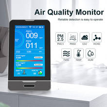 Monitor de calidad del aire con WIFI, herramienta de detección multifunción con Detector de CO2, HCHO, TVOC, PM2.5, PM1.0, PM10, humedad y temperatura, 4,3 pulgadas, DM73B, TUYA 2024 - compra barato