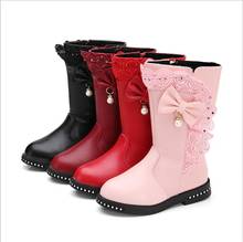 Winter new black Kids Boots Girls Boots Children High Bow Tie Shoes Girls Pincess Dress Boots Big Kids Shoes 2024 - buy cheap