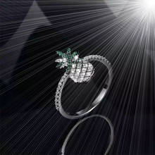Anéis de abacaxi fofos exclusivos, anéis de prata dupla para mulheres e meninas presente de festa, joias com articulações para dedo, novo, 2020 2024 - compre barato
