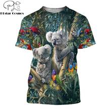 Camiseta masculina coala fofa e da moda, verão, estampa 3d de águia/dragão, harajuku, manga curta, unissex, casual, camiseta, kj0149 2024 - compre barato