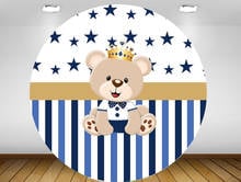 Round circle background royal blue baby bear Backdrop prince boy baby shower birthday Party table Covers decoration YY-494 2024 - buy cheap