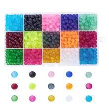 1Box 15 Color Frosted Transparent Glass Beads 4 6 8 10mm Round Loose Beads For DIY Jewelry Necklaces Bracelets Making Findings 2024 - buy cheap