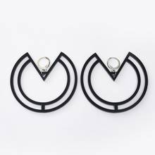 Hollow Geometric Stud Earrings Acrylic Women Exaggerated Night Club Hip Hop Jewelry 2024 - buy cheap