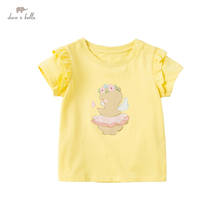 DBM17574, летняя Милая футболка с оборками для маленьких девочек, детские топы, модные детские футболки для девочек 2024 - купить недорого