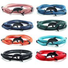 Fashion Mens Bracelet Milan Rope Cute Dolphin Animal Braslet Homme Beach Accessories Multi-layer Adjustable Wrap Brazalete Gift 2024 - buy cheap