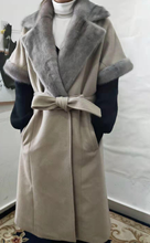 Arlenesain-abrigo de Cachemira de una cara para mujer, abrigo con manga corta, Piel Gris de visón real 2024 - compra barato