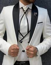 Traje de boda personalizado para hombre, esmoquin Formal con solapa, chaqueta, pantalones y chaleco para fiesta de graduación, color blanco y negro, 3 piezas 2024 - compra barato