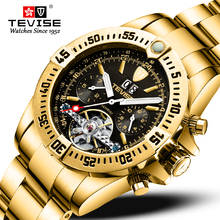 TEVISE Men Automatic Mechanical Watch Golden Stainless steel Tourbillon Waterproof Date Mens Wristwatches Relogio Masculino 2024 - buy cheap