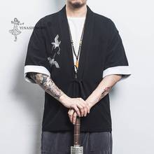 Kimono japonés estampado Yukata abrigo Samurai Crane estilo Harajuku Japón Haori cárdigan asiático chino tradicional camisa disfraz 2024 - compra barato