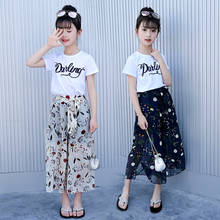 Summer 2020 Kids Girl Clothes Set Children's Tops T Shirt + Flower Chiffon Pants 2PCS Suit for Teenage Girls 6 8 10 12 14 Years 2024 - buy cheap
