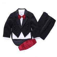 2020 г. Строгие высококачественные детские костюмы для мальчиков свадебные костюмы для мальчиков, праздвечерние чные Детские костюмы 5 шт., черная/белая одежда 2024 - купить недорого