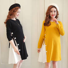 New Maternity Clothes Autumn Long Sleeve Cotton Pregnant Dress Black Yellow Pregnancy Clothes For Pregnant Women 2024 - buy cheap