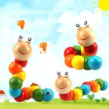 Colorful Wooden Worm Puzzle Kids Early Learning Educational Toy Finger Game Puzzles Games Interactive toys 2024 - buy cheap