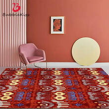 Tapete com estampa de arte abstrata vermelha, estilo étnico, antiderrapante, decoração de quarto, customizado, para sala de estar 2024 - compre barato