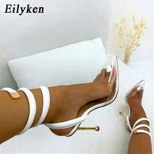Eilyken-zapatos de tacón de aguja con estampado de serpiente para mujer, calzado de tacón de aguja de Punta transparente de PVC, diseño de tobillo, Sexy, novedad 2024 - compra barato