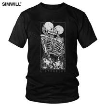 Camiseta Gótica De La Mort para hombre, camisa de calavera para amantes, ropa de calle, camiseta de manga corta de algodón transpirable con esqueleto de abrazo y beso 2024 - compra barato