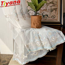 Cortinas de tule bordado com flores, de alta qualidade, para sala de estar, estilo chinês, moda, tule, voile, para quarto, kis, embutir, #30 2024 - compre barato