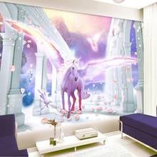 Papel tapiz 3D 5D 8D de lona, columna romana europea, unicornio volador, Pegaso, Fondo de foto, papel de pared, Mural 2024 - compra barato