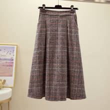 Faldas de lana para mujer, faldas de talla grande, térmicas, versátiles, a cuadros, de cintura alta, adelgazantes 2024 - compra barato