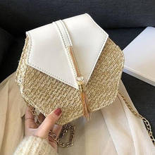 Fashion Hexagon Mulit Style Straw+PU Bag Handbags Women Summer Rattan Bag Handmade Woven Beach 2024 - buy cheap