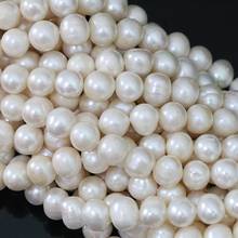 Natural Freshwater White Pearl 9-10mm Near Round Beads for Jewelry Making DIY Charm Earrings Bracelet Necklace 15 inches 2024 - buy cheap
