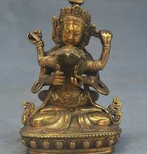 4" Tibet buddhism Brass fane Sit Hevajra Happy Buddha Yamashina Yab-Yum statue 2024 - buy cheap