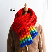 Children scarf  high quality red rainbow knitted yarn boy girl soft warm winter small scarf cute lovely gift for child kid baby 2024 - buy cheap