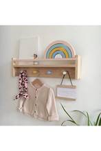 Montessori Bookshelf And Hanger Child Baby Kids Room Library Wood Bookcase Wood Natural Unvarnished Baby Bookcase Wall 60 CM 2024 - compra barato